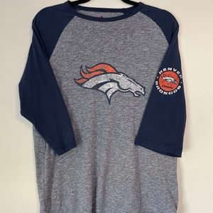 Denver Broncos Logo T Shirt Quarter Lenghth Sleeve